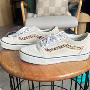 Vans Beige and Leopard Print Sneakers